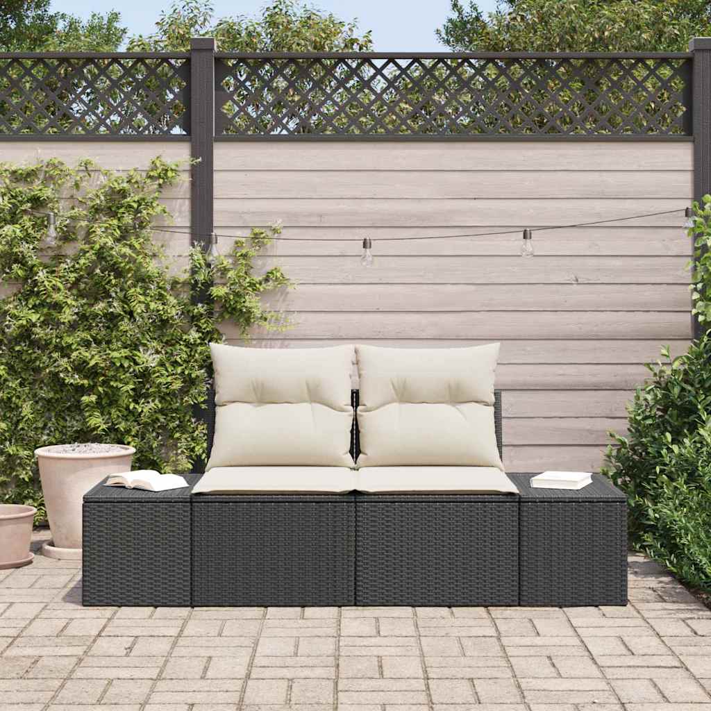Tuinbank met kussen Zwart 184 x 62 x 69 cm poly rattan