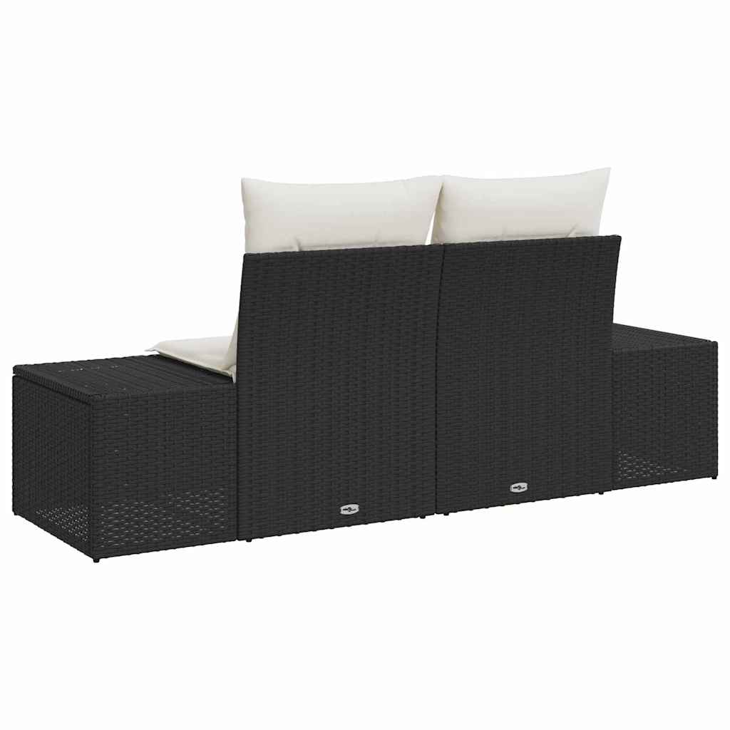 Tuinbank met kussen Zwart 184 x 62 x 69 cm poly rattan