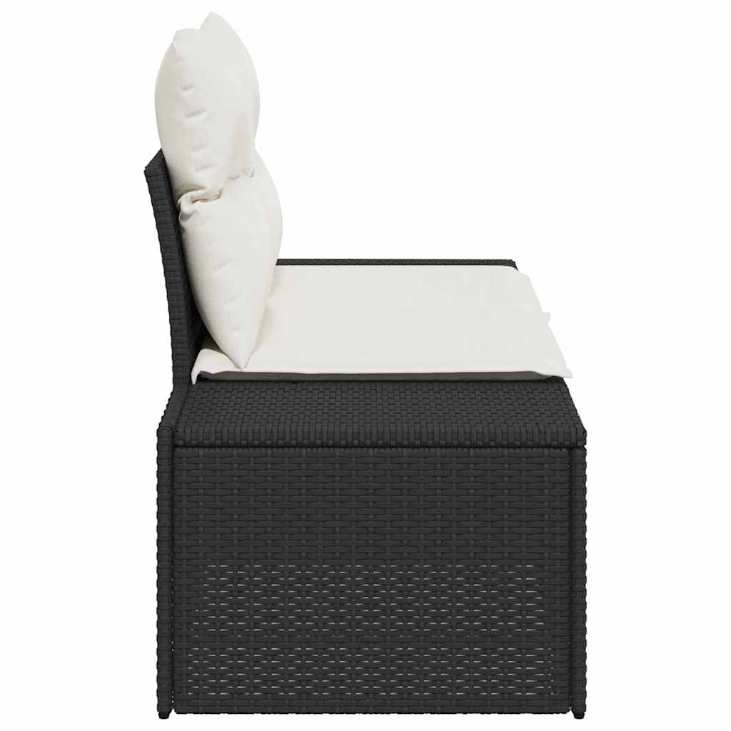 Tuinbank met kussen Zwart 184 x 62 x 69 cm poly rattan