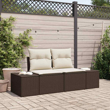 Tuinbank met kussen Bruin 184 x 62 x 69 cm poly rattan