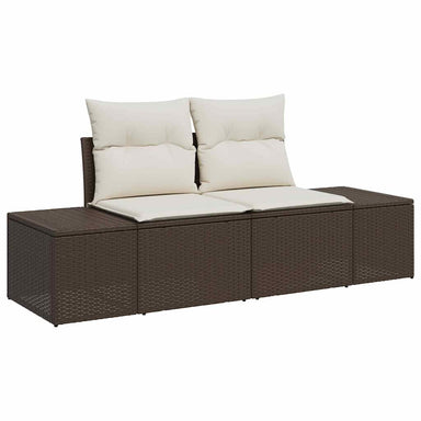 Tuinbank met kussen Bruin 184 x 62 x 69 cm poly rattan