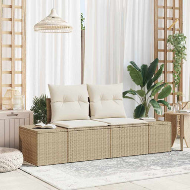 Tuinbank met kussen Beige 184 x 62 x 69 cm poly rattan