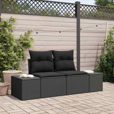 Tuinbank met kussen Zwart 184 x 62 x 69 cm poly rattan