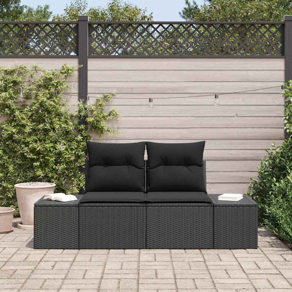 Tuinbank met kussen Zwart 184 x 62 x 69 cm poly rattan