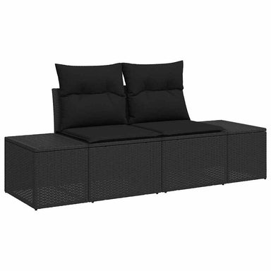 Tuinbank met kussen Zwart 184 x 62 x 69 cm poly rattan
