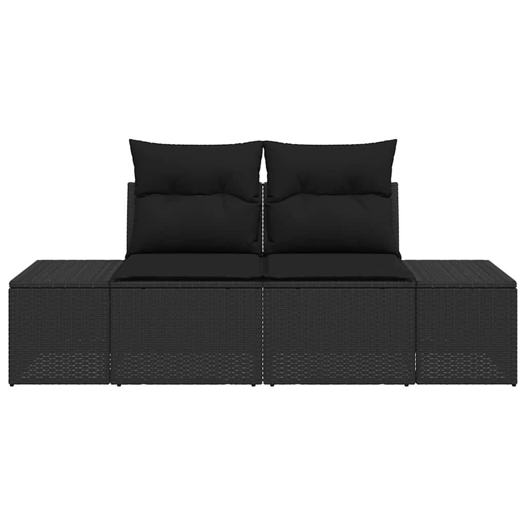 Tuinbank met kussen Zwart 184 x 62 x 69 cm poly rattan