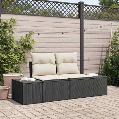 Tuinbank met kussen Zwart 184 x 62 x 69 cm poly rattan