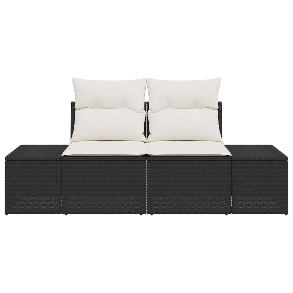 Tuinbank met kussen Zwart 184 x 62 x 69 cm poly rattan
