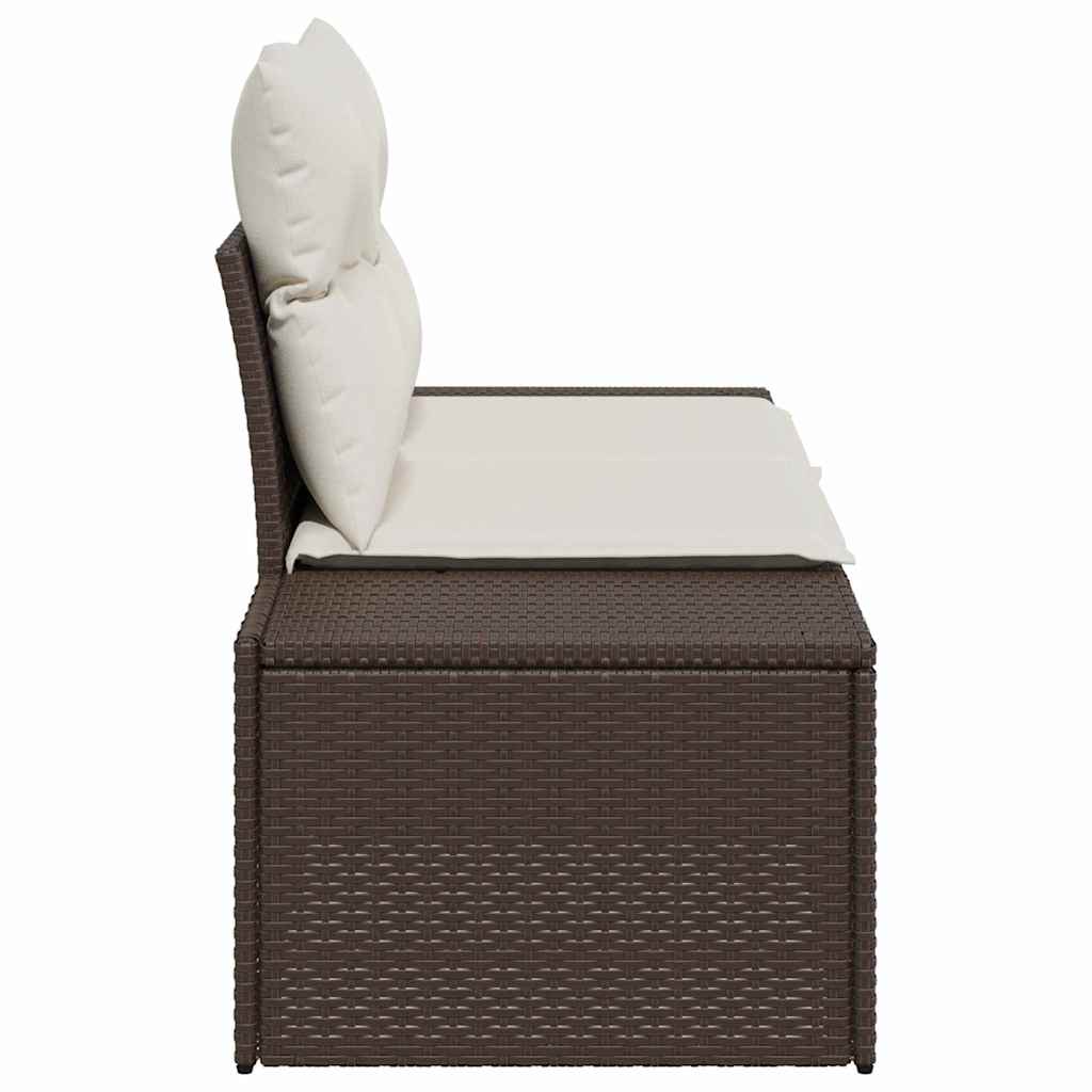 Tuinbank met kussen Bruin 184 x 62 x 69 cm poly rattan