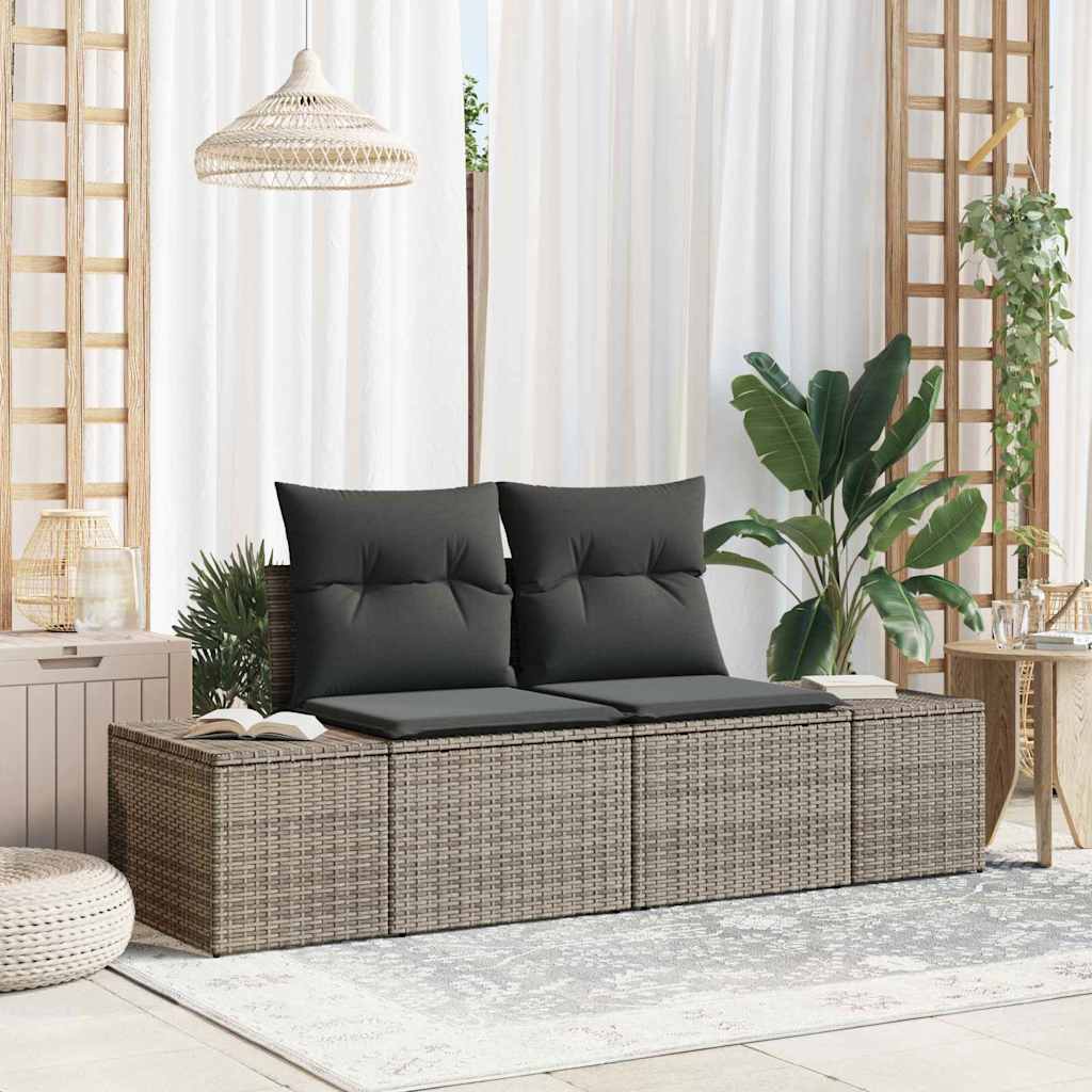 Tuinbank met kussen Grijs 184 x 62 x 69 cm poly rattan