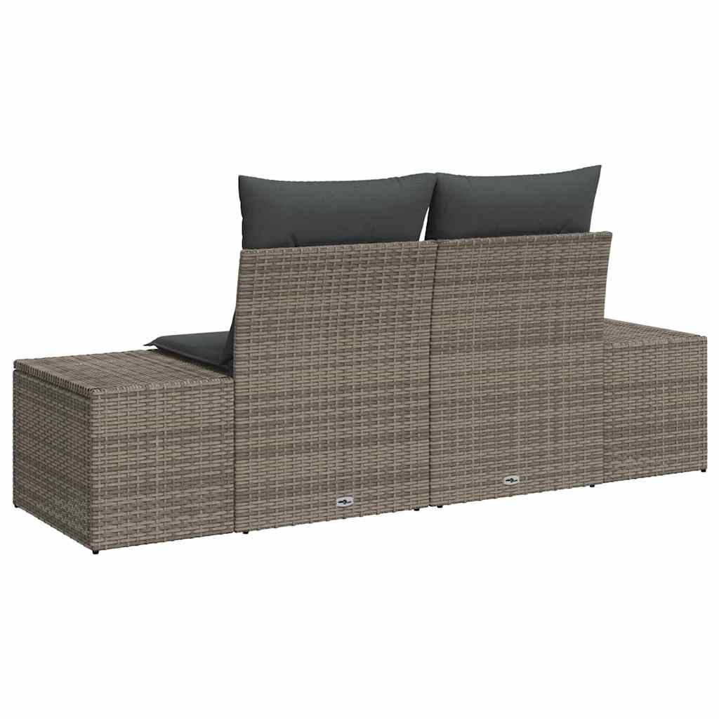 Tuinbank met kussen Grijs 184 x 62 x 69 cm poly rattan