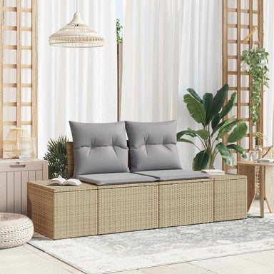 Tuinbank met kussen Beige 184 x 62 x 69 cm poly rattan