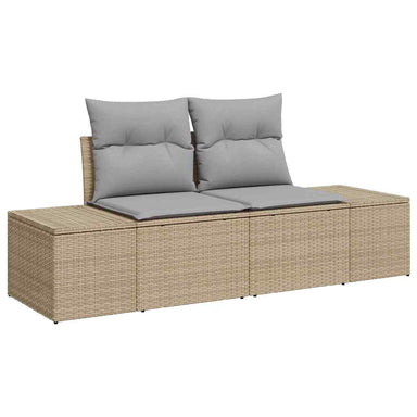Tuinbank met kussen Beige 184 x 62 x 69 cm poly rattan
