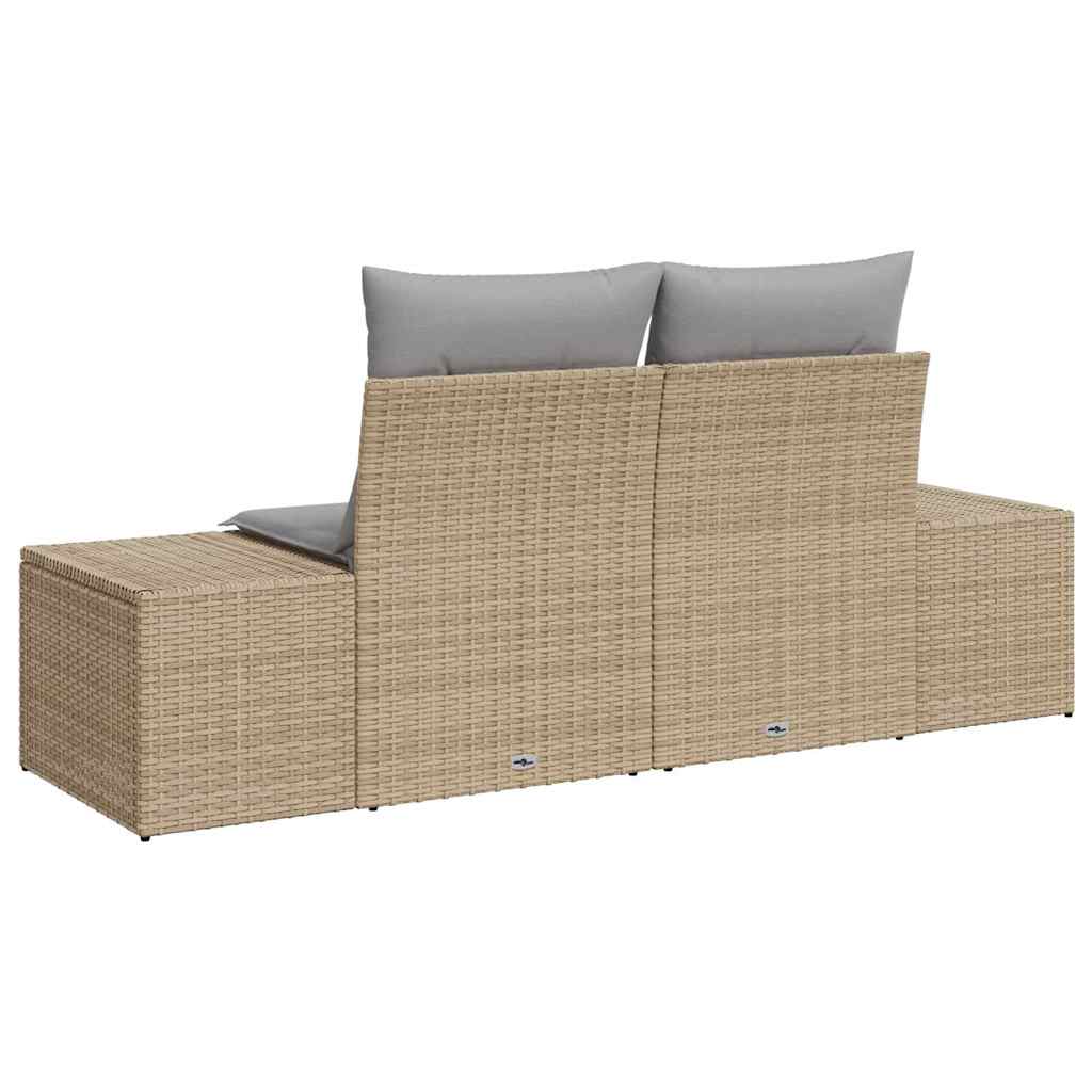 Tuinbank met kussen Beige 184 x 62 x 69 cm poly rattan