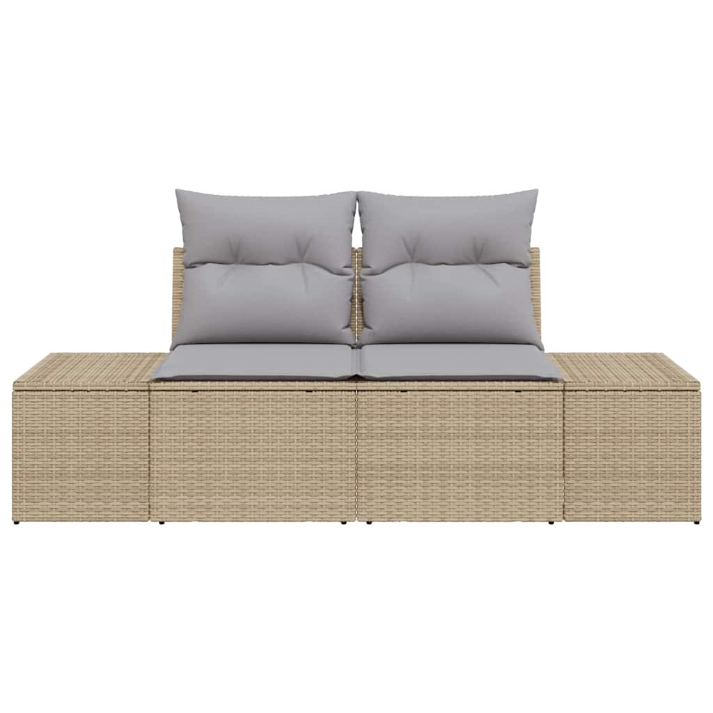 Tuinbank met kussen Beige 184 x 62 x 69 cm poly rattan