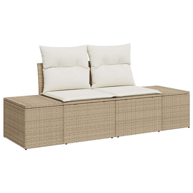 Tuinbank met kussen Beige 184 x 62 x 69 cm poly rattan