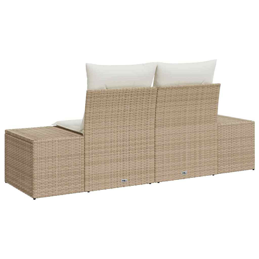 Tuinbank met kussen Beige 184 x 62 x 69 cm poly rattan