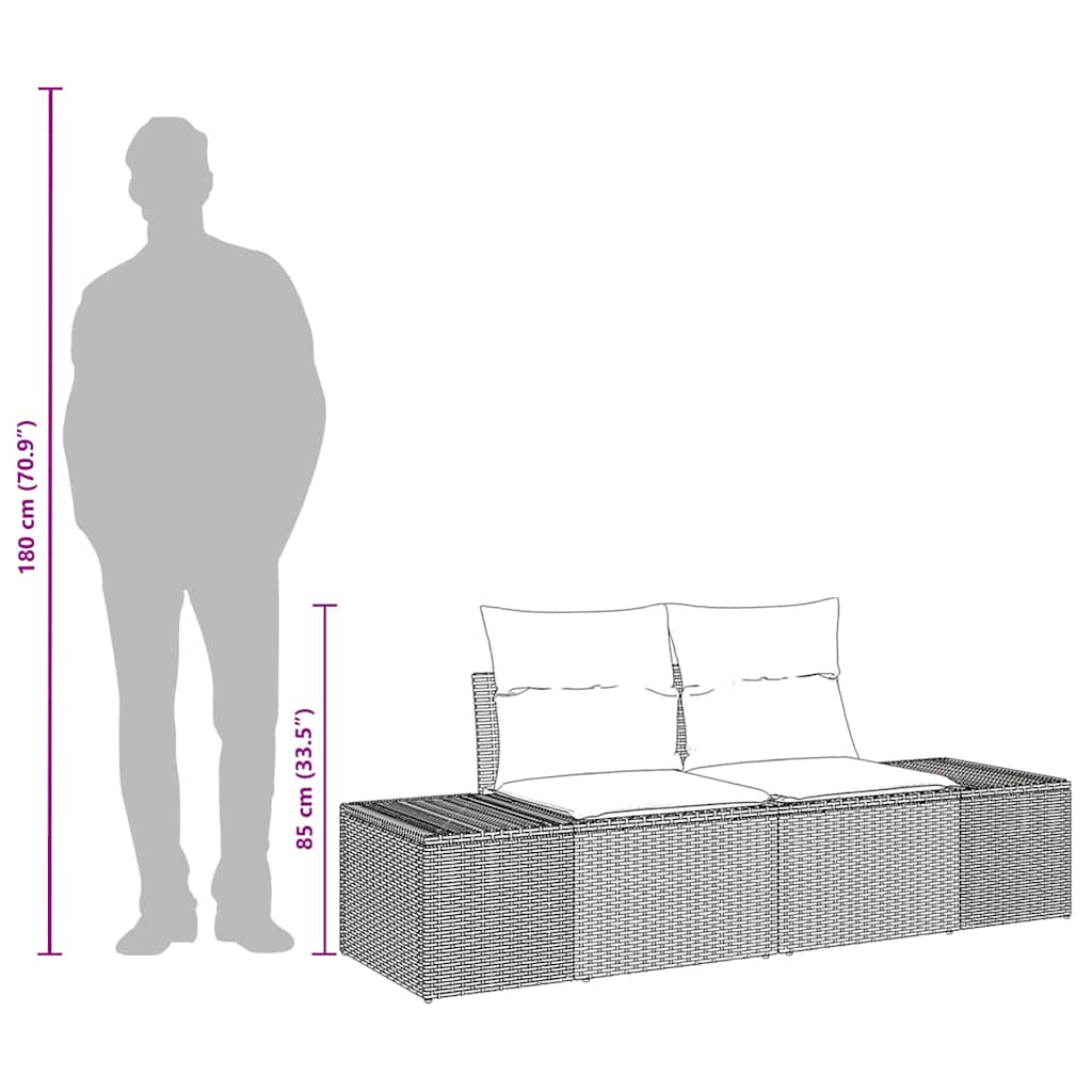Tuinbank met kussen Beige 184 x 62 x 69 cm poly rattan