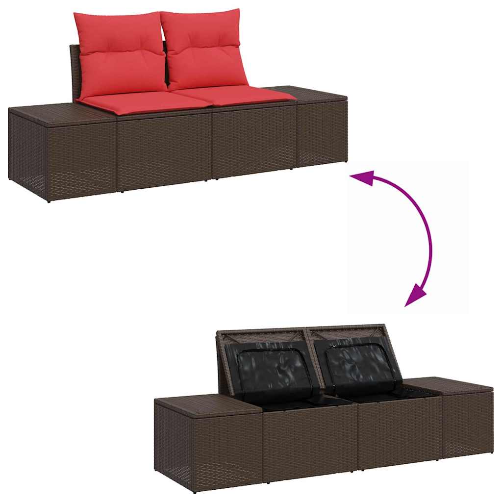 Tuinbank met kussen met opslag 184 x 62 x 69 cm poly rattan