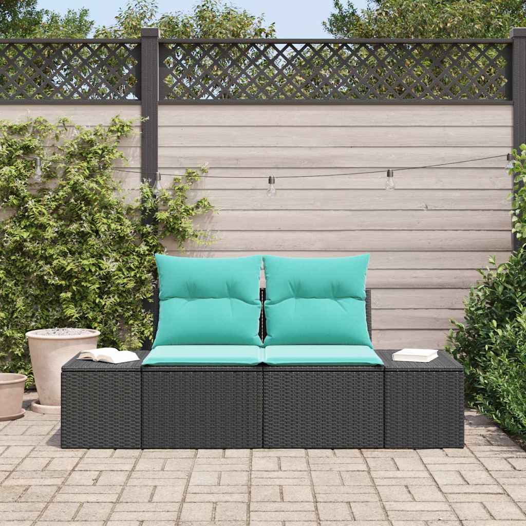 Tuinbank met kussen met opslag 184 x 62 x 69 cm poly rattan