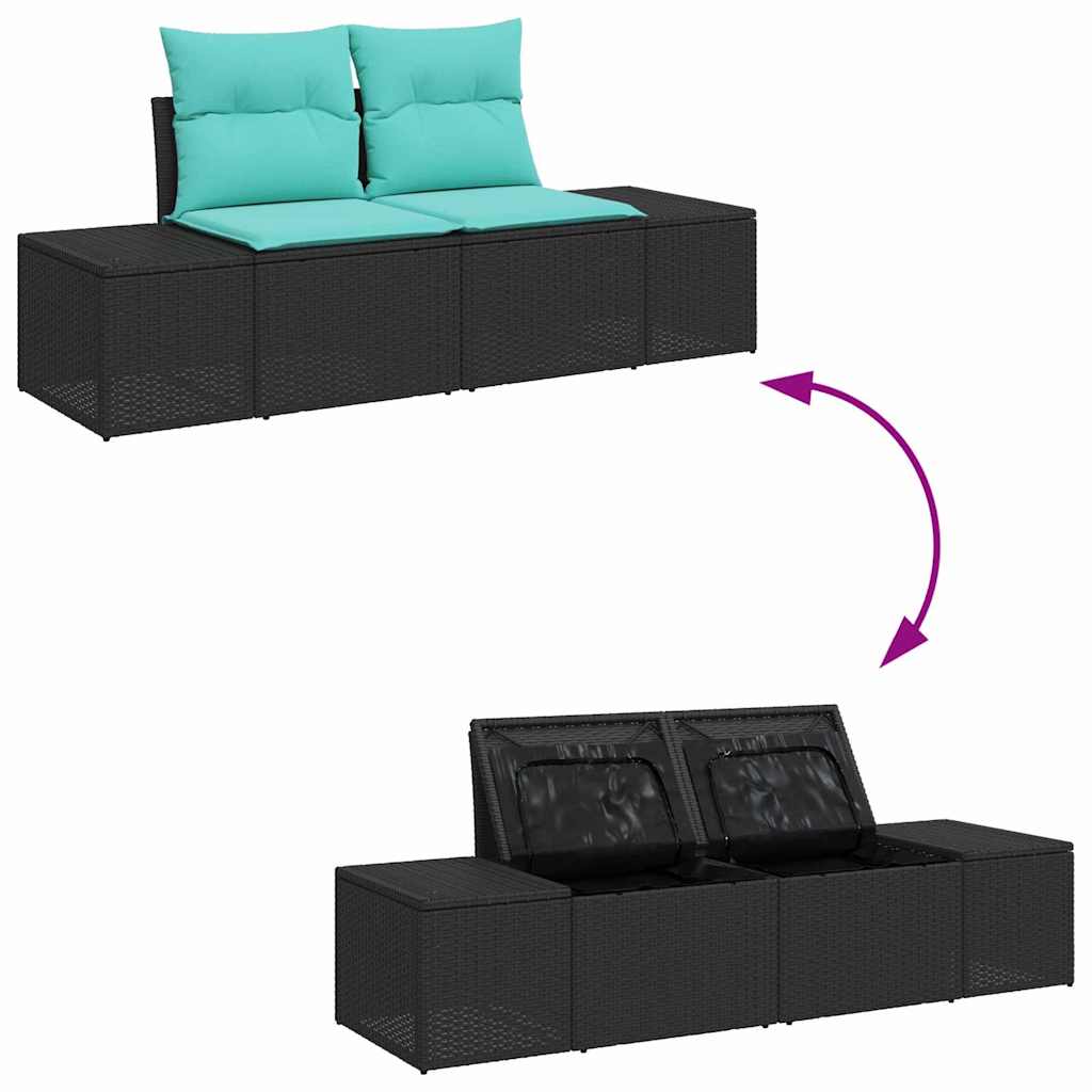 Tuinbank met kussen met opslag 184 x 62 x 69 cm poly rattan