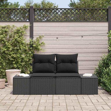Tuinbank met kussen Zwart 184 x 62 x 69 cm poly rattan