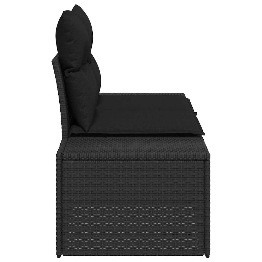 Tuinbank met kussen Zwart 184 x 62 x 69 cm poly rattan