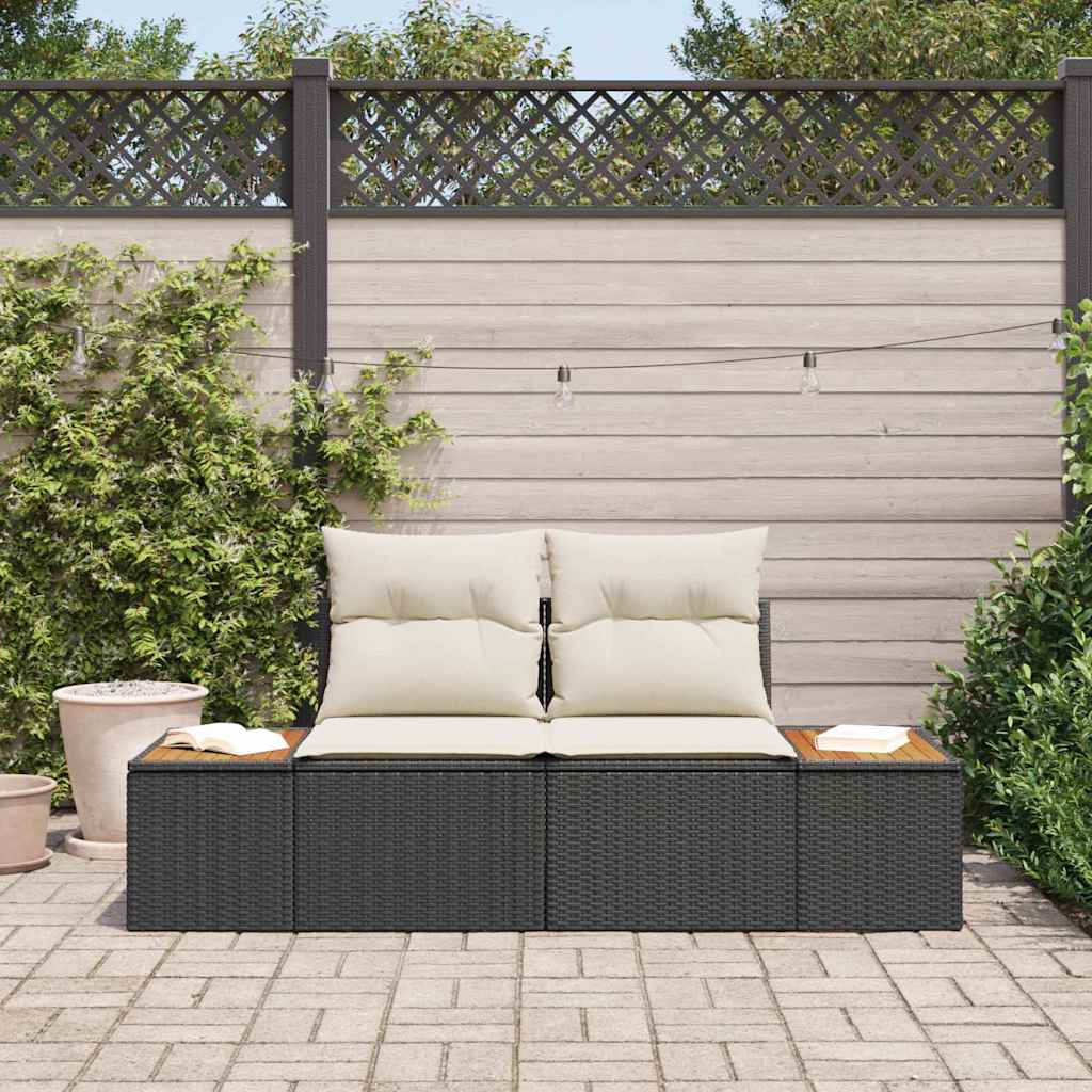 Tuinbank Zwart 184 x 62 x 85cm poly rattan