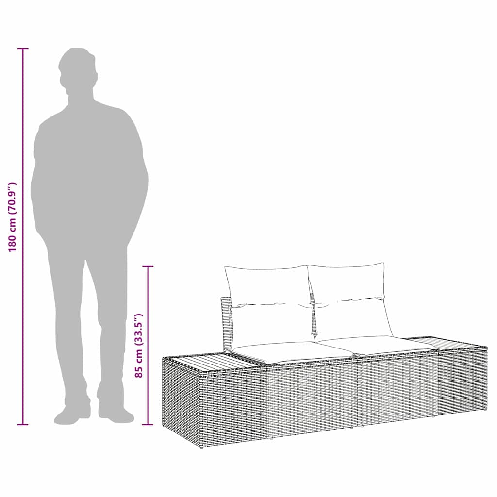 Tuinbank Grijs 184 x 62 x 85cm poly rattan