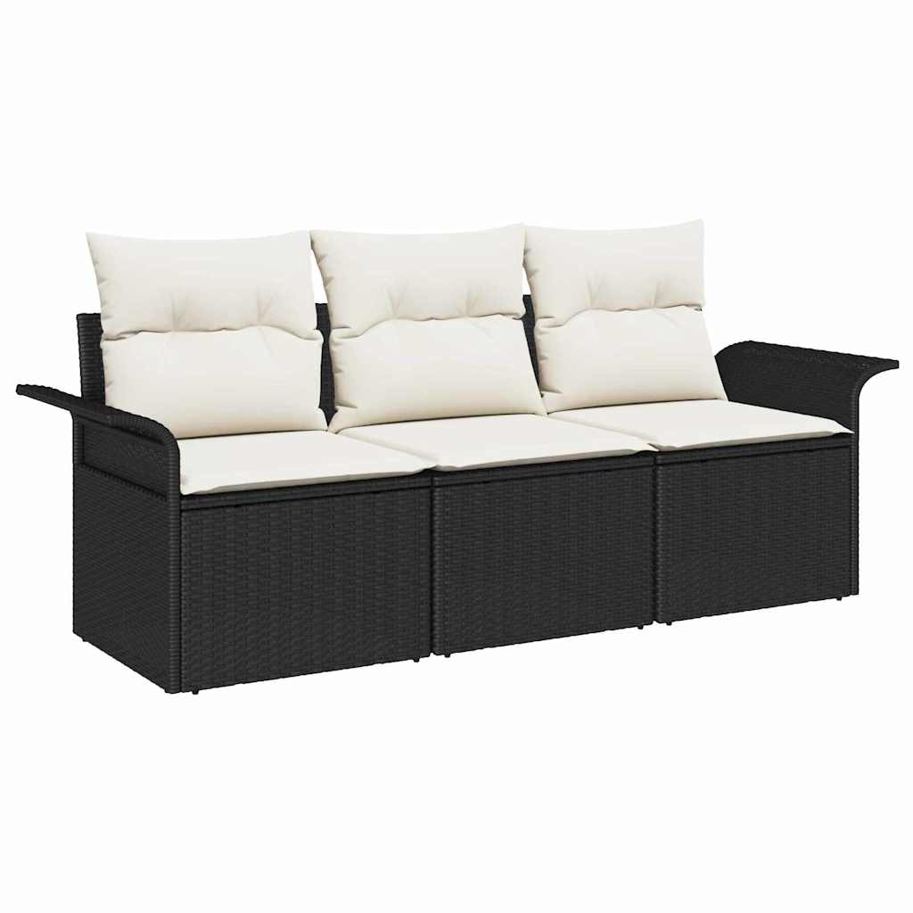 Bankstel 3 st 3-Aantal zitplaatsen Zwart poly rattan