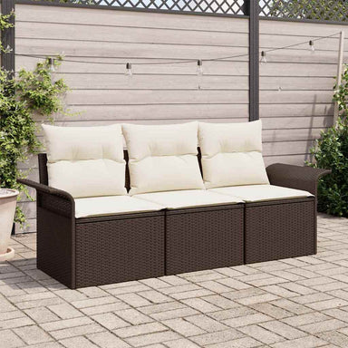 Bankstel 3 st 3-Aantal zitplaatsen Bruin en Crème poly rattan