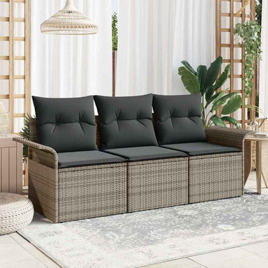 Bankstel 3 st 3-Aantal zitplaatsen Grijs poly rattan
