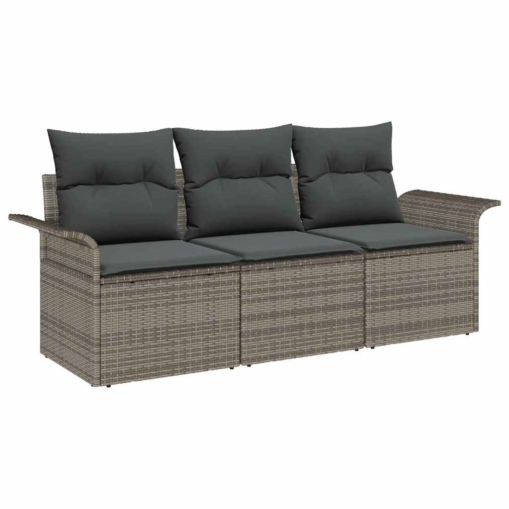 Bankstel 3 st 3-Aantal zitplaatsen Grijs poly rattan