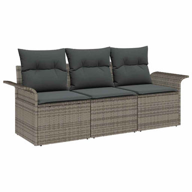 Bankstel 3 st 3-Aantal zitplaatsen Grijs poly rattan