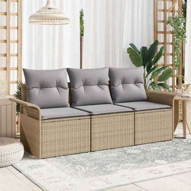 Bankstel 3 st 3-Aantal zitplaatsen Beige en Grijs poly rattan