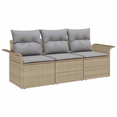 Bankstel 3 st 3-Aantal zitplaatsen Beige en Grijs poly rattan