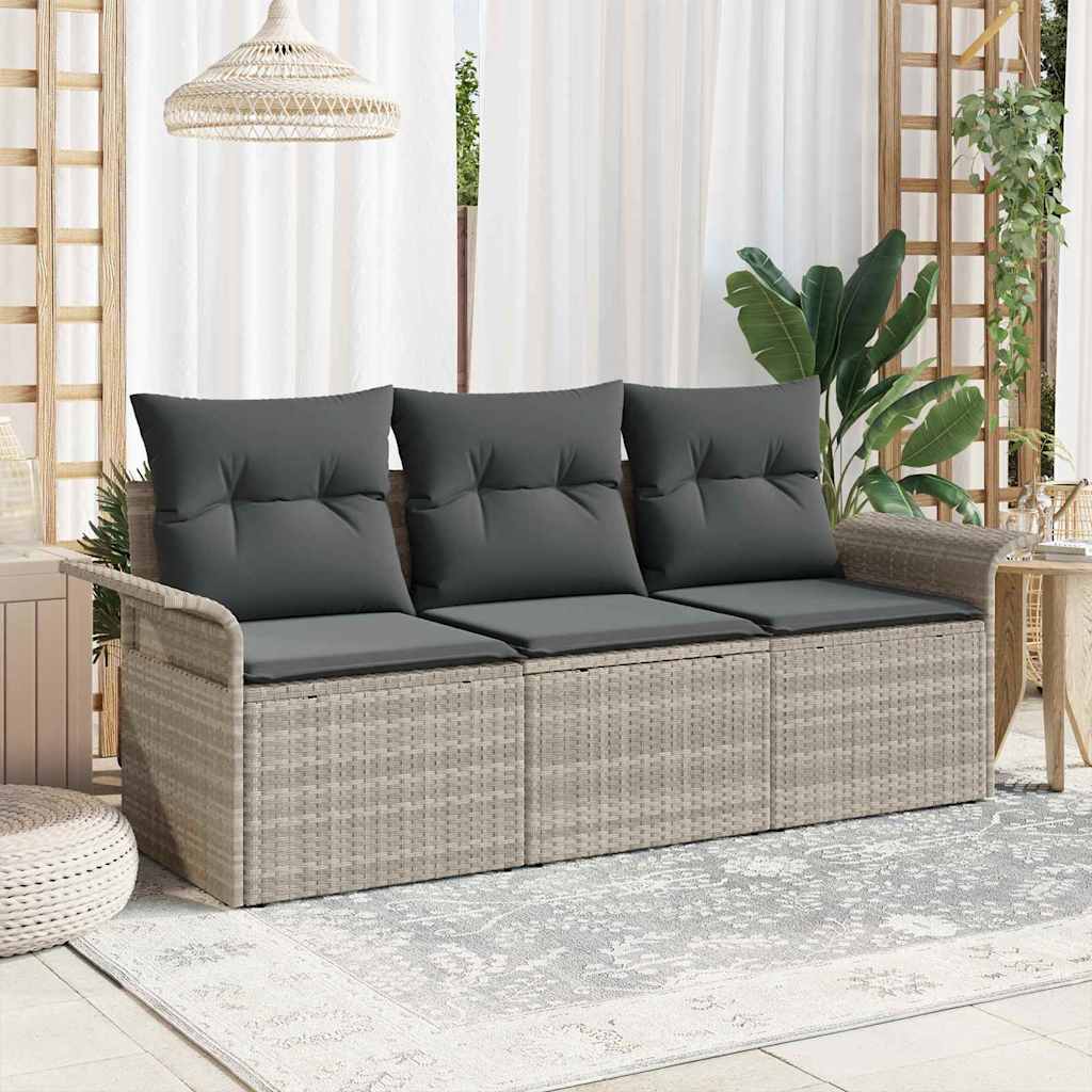 Bankstel 3 st 3-Aantal zitplaatsen Grijs poly rattan
