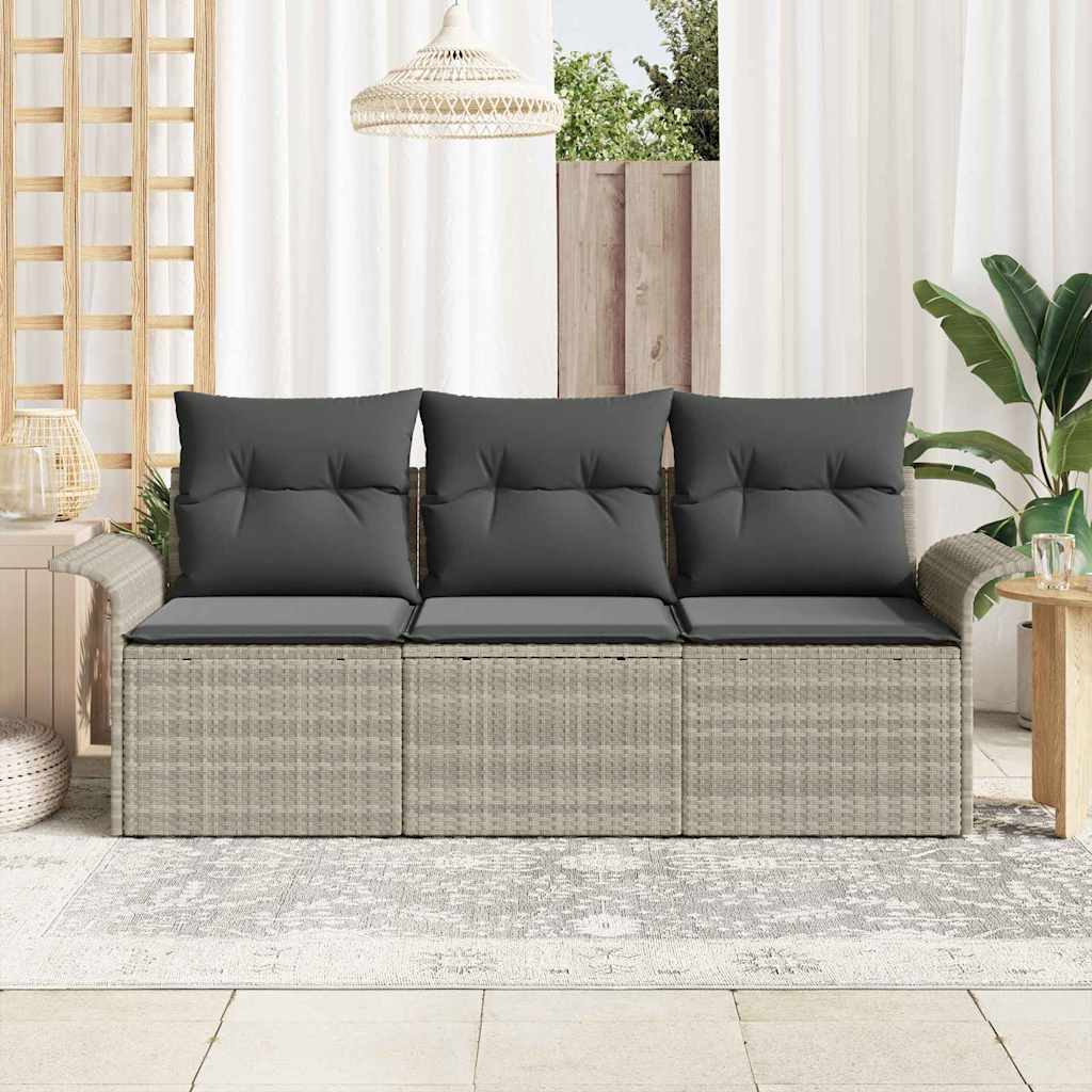 Bankstel 3 st 3-Aantal zitplaatsen Grijs poly rattan