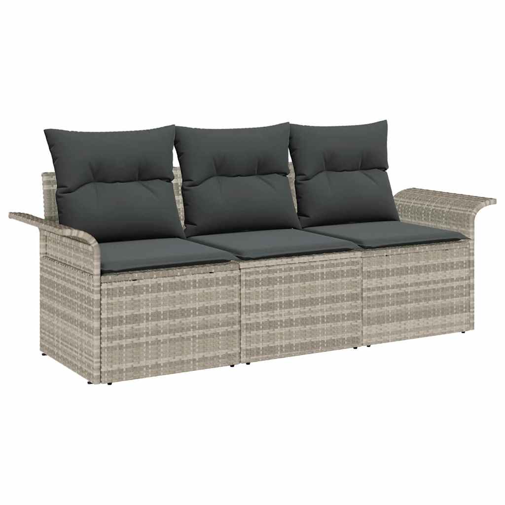 Bankstel 3 st 3-Aantal zitplaatsen Grijs poly rattan