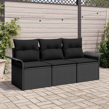 Bankstel 3 st 3-Aantal zitplaatsen Zwart poly rattan