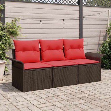 Bankstel 3 st 3-Aantal zitplaatsen Bruin en Rood poly rattan