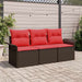 Bankstel 3 st 3-Aantal zitplaatsen Bruin en Rood poly rattan