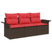 Bankstel 3 st 3-Aantal zitplaatsen Bruin en Rood poly rattan