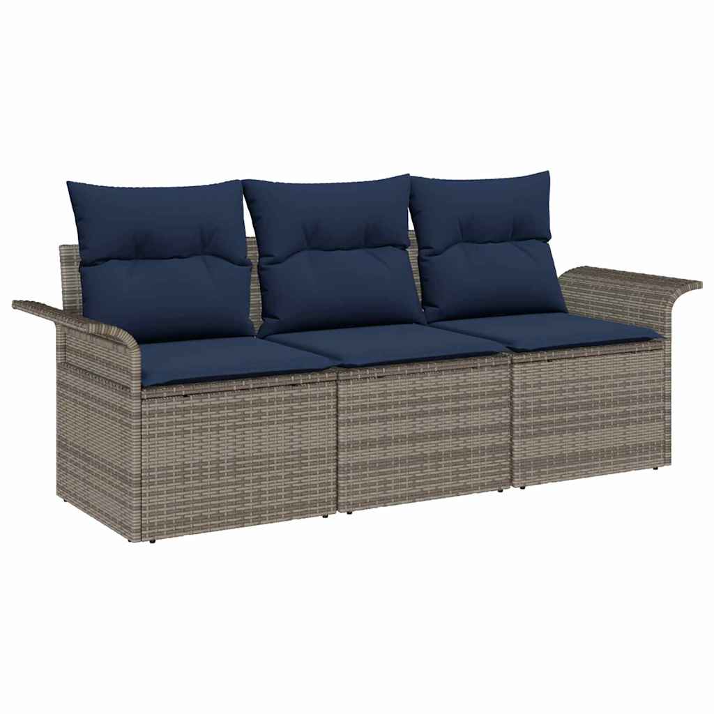 Bankstel 3 st 3-Aantal zitplaatsen Grijs en Marineblauw