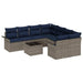 Tuin Sofa Set 9 st 10-Aantal zitplaatsen Grijs en Marineblauw