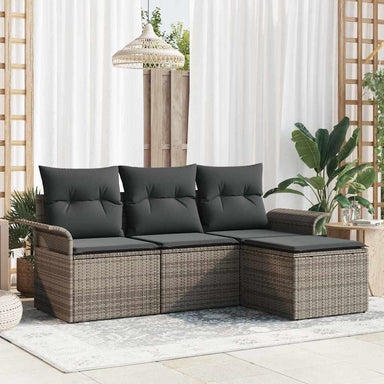 Bankstel 4 st 4-Aantal zitplaatsen Grijs poly rattan