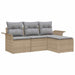 Bankstel 4 st 4-Aantal zitplaatsen Beige poly rattan
