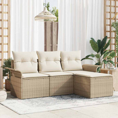 Bankstel 4 st 4-Aantal zitplaatsen Beige poly rattan