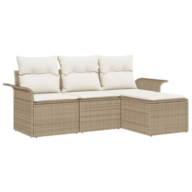 Bankstel 4 st 4-Aantal zitplaatsen Beige poly rattan