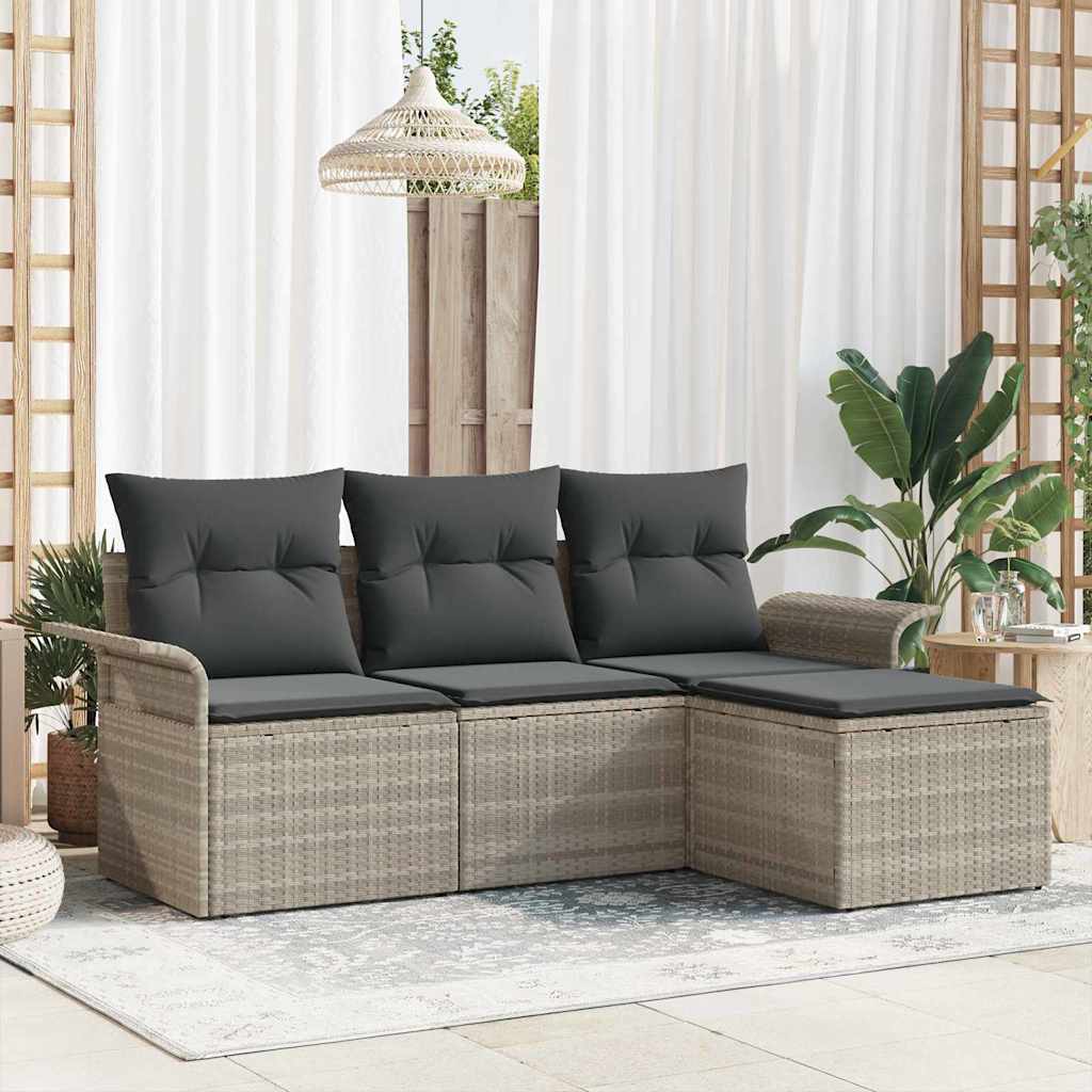 Bankstel 4 st 4-Aantal zitplaatsen Grijs poly rattan